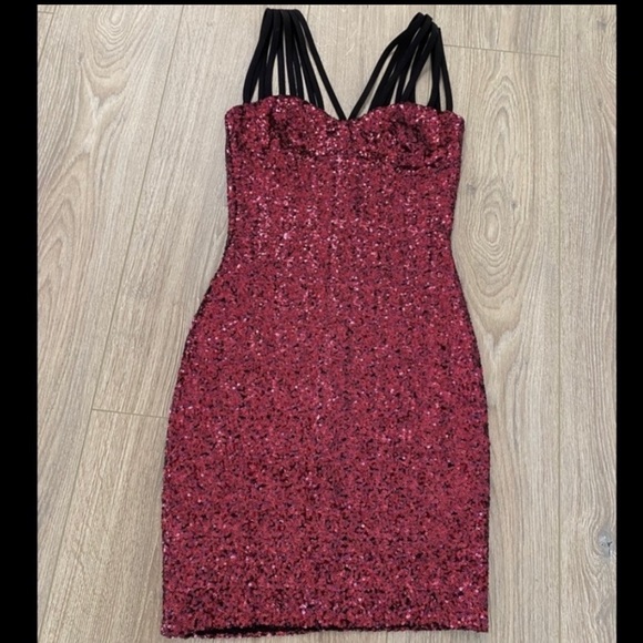 Dress The Population Cora Strappy Sequin Mini Dress NWOT - Picture 4 of 4